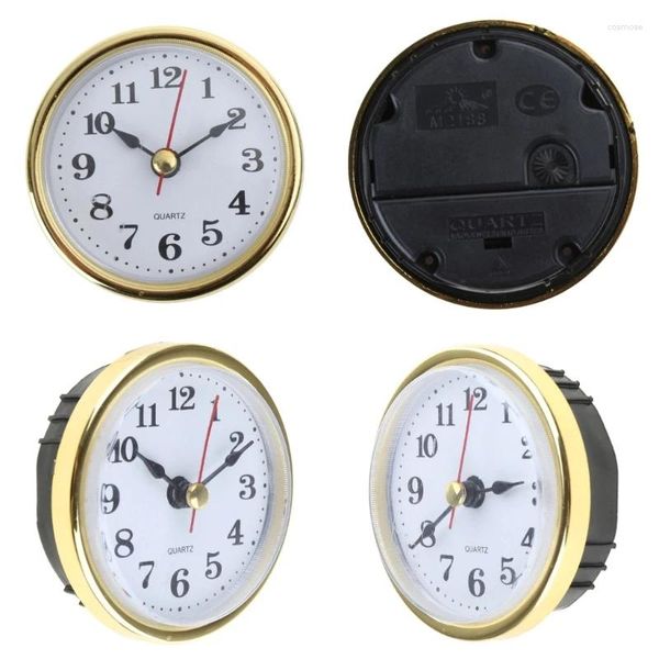 Orologi da parete Mini orologio inserto 2-1/2 pollici 65 mm movimento rotondo quadrante bianco numeri arabi tono oro/argento testa per la casa