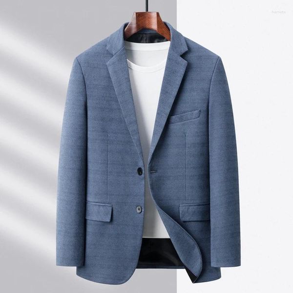 Abiti da uomo 2024 Stile low-key da uomo elegante blazer grigio blu kaki giacca scozzese abito da lavoro maschile abiti casual abbigliamento modello a quadri