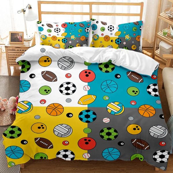 Set di biancheria da letto Set di regali per ragazzi Copripiumino morbido colorato stampato baseball3d Piumino a sfera king size personalizzato in microfibra di qualità El