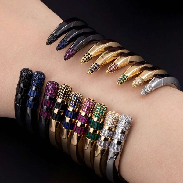 Zlxgirl Mode Frau Gold Farbe Hochzeit Armreif Schmuck Bunte AAA Kubikzircon Punk Armband Paar Bijoux Geschenke