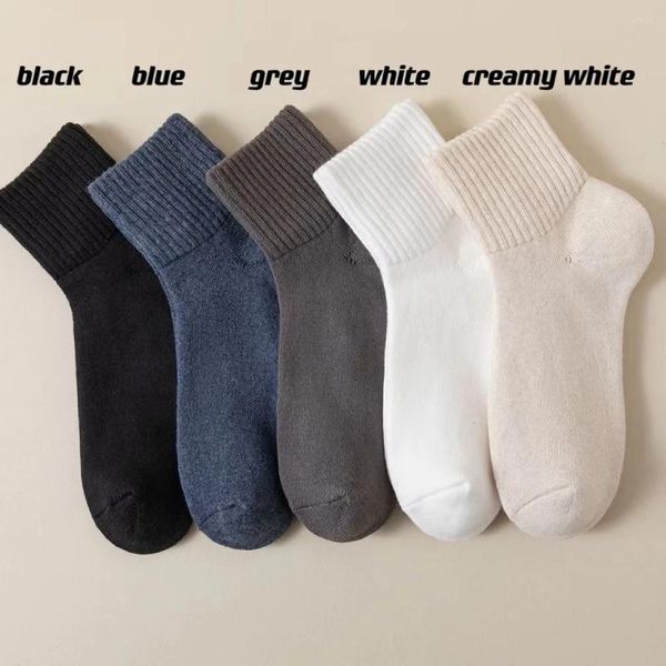 Erkek Çoraplar Tüpte Düz Renk Kalın Yün Emici Sıcak Girişe Dayanıklı