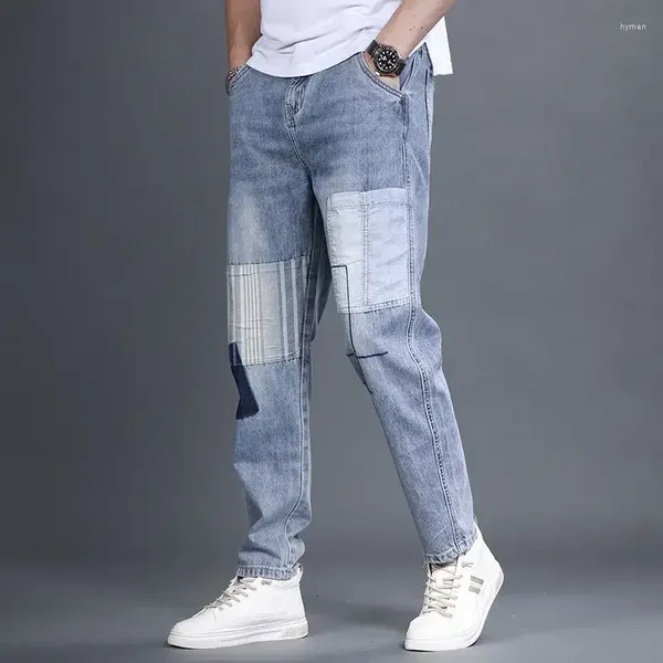 Jeans da uomo Pantaloni da cowboy maschili Pantaloni casual Baggy Azzurro per uomo Taglia corta Impiombato Primavera Autunno Grandi dimensioni Originale di alta qualità