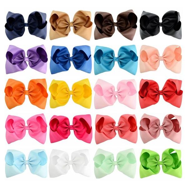 8 inç Grograin Kurdele Bebek Bebek Klipler Moda Büyük Bowknot Barrette Sevimli Çocuklar Saç Butik Yaylar Çocuk Saç Aksesuarları Saçkartı