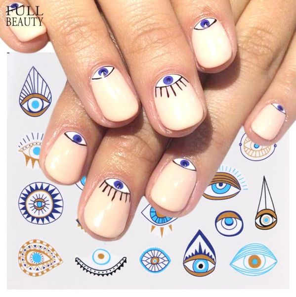 Decalque deslizante de transferência de água série olho para decorações de arte de unhas adesivo encantador unhas manicure tatuagens decalques de folha chstz8188236820181