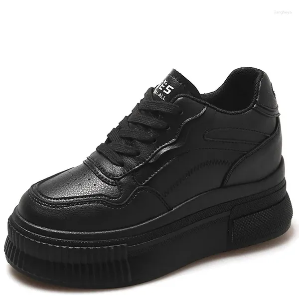 Sapatos casuais 6cm pu couro branco cunha tênis plataforma respirável bombas de salto grosso mulheres saltos grátis shpping