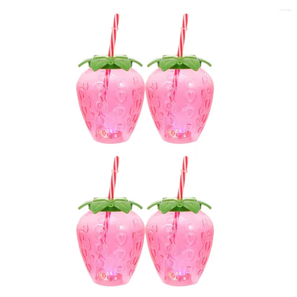 Bicchieri da vino 4 set Tazza di fragola Bottiglia d'acqua Sippy Party Beverage L'animale domestico che beve cannucce per bambini