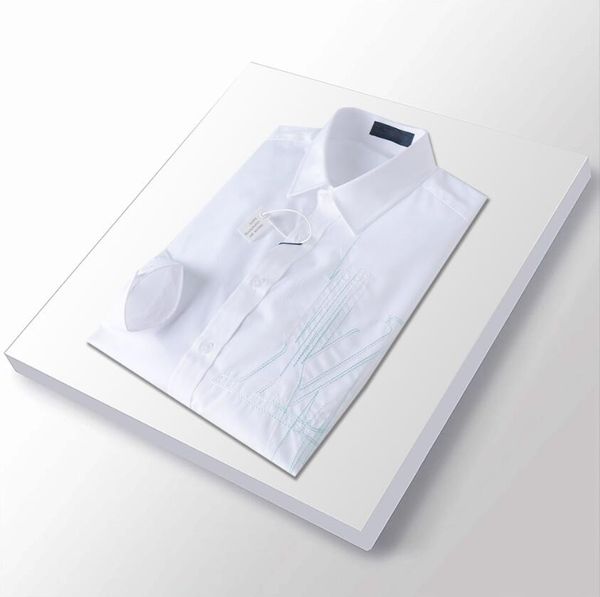 Erkekler Elbise Gömlek İnce Filed Forma Yaka Ekose Stripe Uzun Kollu Saf Pamuk Tasarımcı Marka İlkbahar Yaz İş Ofisi Gündelik Erkek Giyim #3212