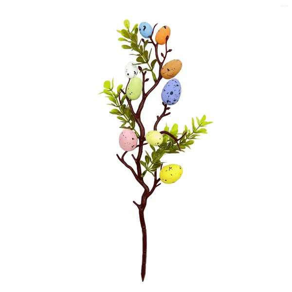 Fiori decorativi Pasqua artificiale maculato Uova dipinte Ramo Creativo Primavera Ritagli di festa Festival domestico Decorazione fai da te