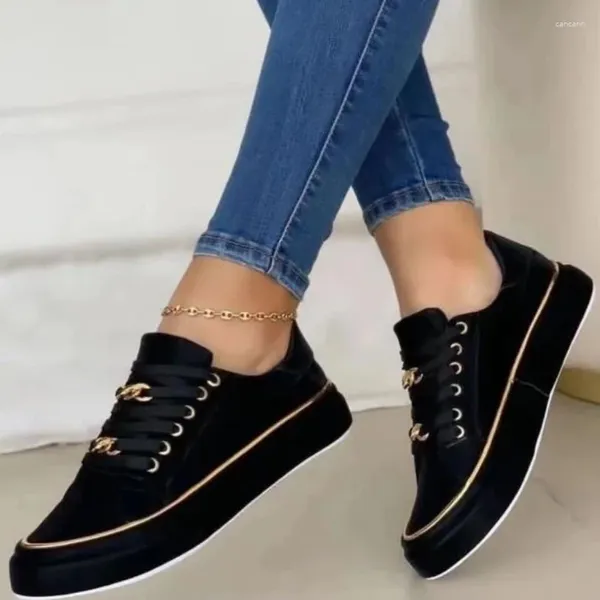 Casual Schuhe Low-top Für Frauen Kette Spitze Up Runde Kopf Einfarbig Plattform Turnschuhe Plus Größe Chunky Trainer zapatos Para Mujer