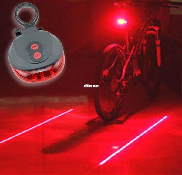 Nuovo arrivo 5LED2Laser 7 modalità flash Sicurezza in bicicletta Lampada posteriore per bicicletta Lampada impermeabile per fanale posteriore per bici lampeggiante7083762