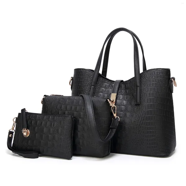 Bolsas de ombro 2024 bolsa feminina moda tendência crocodilo padrão bolsa 3 pçs/set qualidade superior crossbody tote