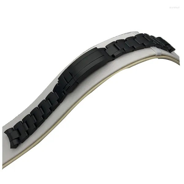 Cinturini per orologi Cinturino in acciaio inossidabile nero da 20 mm adatto per custodia di lusso Nh35 da 40 mm Accessorio da uomo con fibbia pieghevole di sicurezza