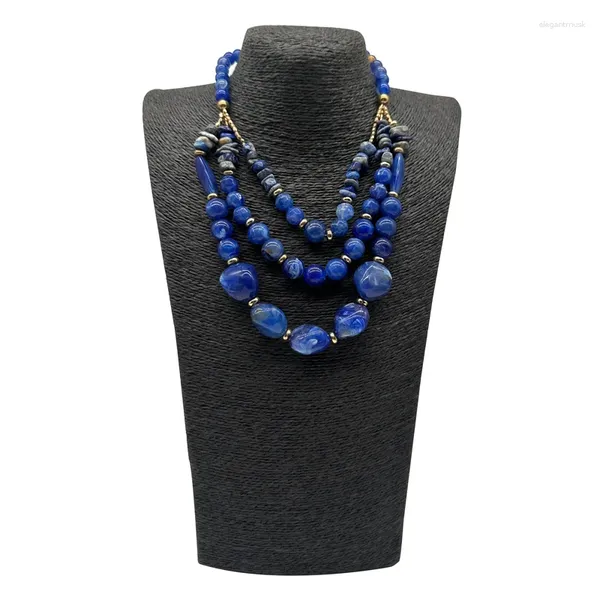 Colares de pingente 2024 moda gargantilha para mulheres na moda jóias boutique azul pedra contas colar acessórios verão