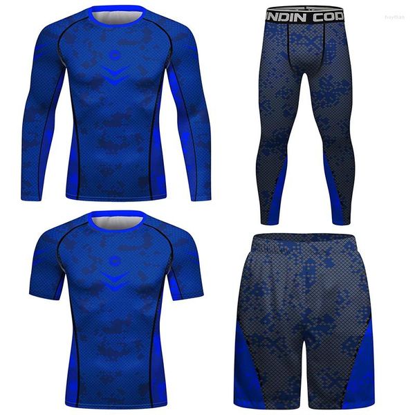 Erkeklerin izleri Cody Lundin Erkekler vücut geliştirme 4'te 1 spor kıyafetleri jiu jitsu kimono rashguard setleri süblimasyon açık hava karşıtı bisiklet sporları