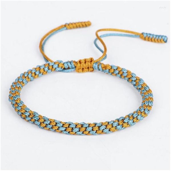 Charme Pulseiras Tibetano Budista Pulseira Handmade Nós Amor Lucky Corda Para Mulheres Homens Budismo Trançado MTI Cores Bangle Drop Deliv Dhqc7