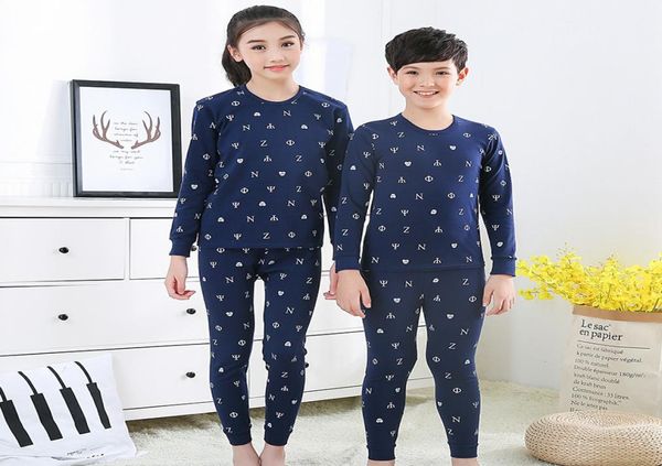 Nuovi vestiti per adolescenti Abbigliamento per bambini Set Big Boy Girl Pigiama Set Ragazze Ragazzi Cotone Sleepwear Pigiama a maniche lunghe Bambini Vestiti per la casa Y29139889