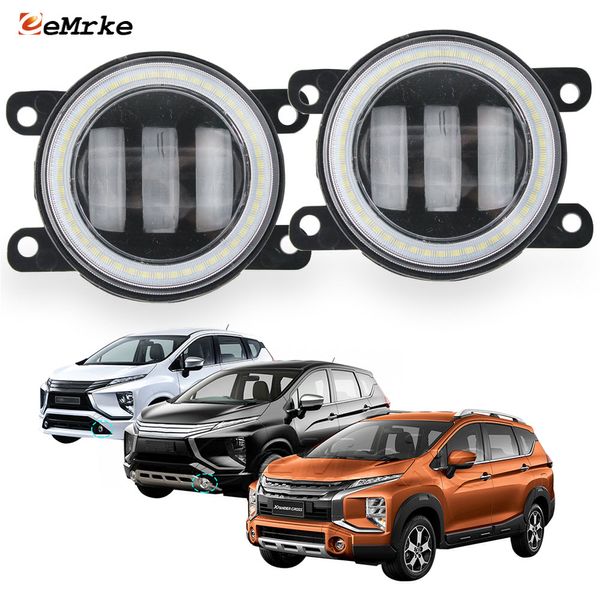 EEMRKE Gruppo fendinebbia a LED 30W/40W per Mitsubishi Xpander NC1W Xpander Cross Sport 2017-2022 con lenti trasparenti Angel Eyes DRL Luce di marcia diurna per auto 12V Fendinebbia