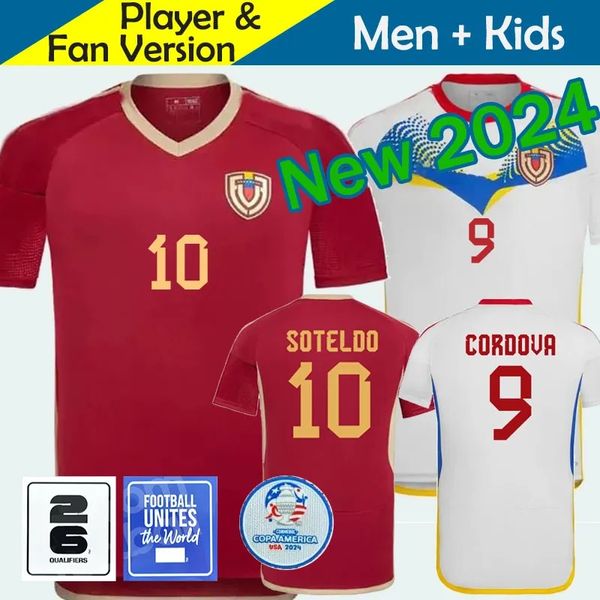 24 25 Футбольные майки Венесуэлы 2024 2025 Национальная сборная Мужчины Футболки Детские комплекты Домашняя форма Camisetas Copa America CORDOVA SOTELDO RINCON BELLO SOSA RONDON