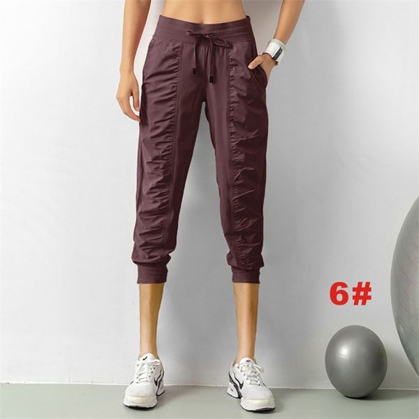 LL Pantaloni da jogging da donna Pantaloni capri larghi Pantaloni sportivi da donna Fitness Sport Pieghettati Pantaloni corti Pantaloni da jogging elasticizzati dimagranti piedi 5236