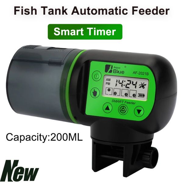 Einstellbarer intelligenter automatischer Futterautomat mit LCD-Anzeige, Timer, automatischer Aquarium-Automatik-Futterautomat, Aquarium-Zubehör 240314