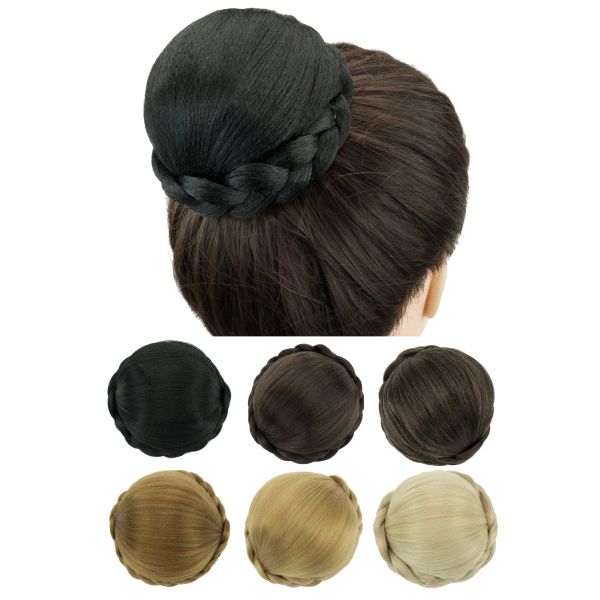 Chignon soowee sentetik saç örgülü chignon dansçı saç kapağı çörek saç parçaları scrunchies saç çörekler peruk için