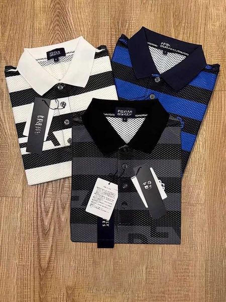 Herren-T-Shirts, Japan und Südkorea, Golf-Sweatshirt, Herren-Kurzarm-T-Shirt, modisch, gestreift, bedruckt, schnell trocknend, atmungsaktiv, J240319