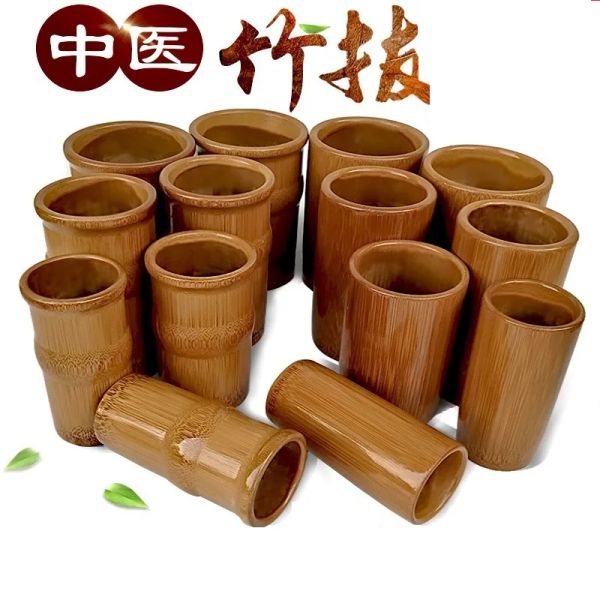 Produtos Medicina Chinesa Pote Especial Carbonizado Tubo De Bambu Tanque Cupping para Massagem Nas Costas Salão de Beleza Doméstico Grande Médio Pequeno Conjunto
