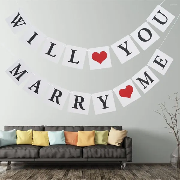 Decorazione per feste WILL YOU MARRY ME Banner con bandierine, ghirlanda decorativa in carta da appendere per la proposta di matrimonio