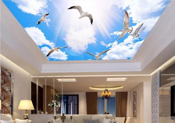 Sfondi Personalizzati 3d Soffitto Murales Carta Da Parati Decorazioni Per La Casa Pittura Il Cielo Blu Muro Per Le Pareti Del Soggiorno 3 D