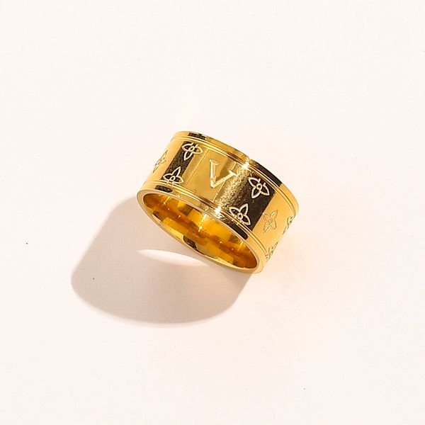 Banhado a ouro designer para mulheres moda dupla carta designers anéis simples lettering anel festa de casamento presente jóias de alta qualidade