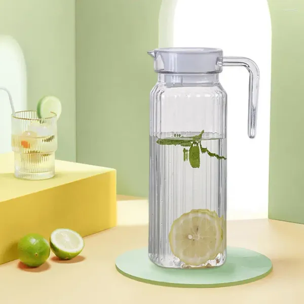 Bottiglie d'acqua Set di 2 caraffe in vetro con beccuccio senza fuoriuscite Design per uso alimentare Brocca per frigorifero Succo di latte trasparente Caffè