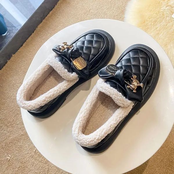 Stivali feerldi pelliccia impermeabile moccasins donna inverno peluche calde peluche signore beige scarpe da balletto nera