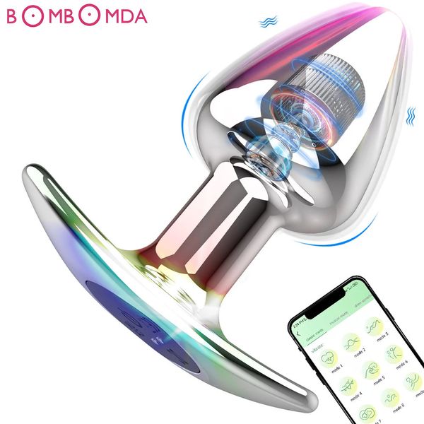 Metal Anal Vibradores Butt Plug Dildo Masculino Próstata Massageador Adulto Brinquedos Sexuais para Homens Mulher Feminino Masturbador APP Controle Remoto 240307