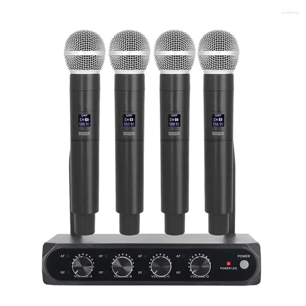 Microfones Profissional Sistema de Microfone Sem Fio Frequência Fixa Dispositivo Portátil Preto Plástico para Fase Home Party Igrejas