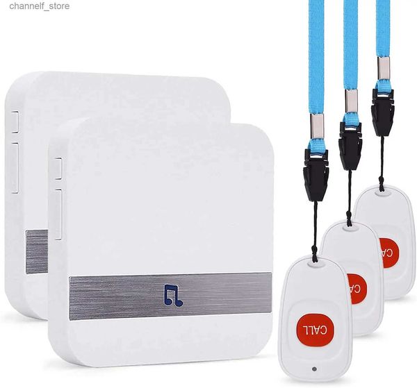 Campainhas Smart Home Sem Fio Pager Campainha Idoso Paciente Alarme de Emergência 150m Chamada Remota Bell SOS Botão US EU UK Plug ReceiverY240320