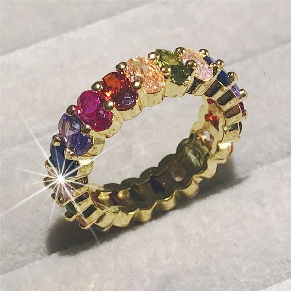 Anello di fidanzamento con fascia nuziale in argento 925 multicolore, con taglio ovale, zaffiro, rubino, peridoto, kunzite, topazio, anelli con pietre preziose per le donne