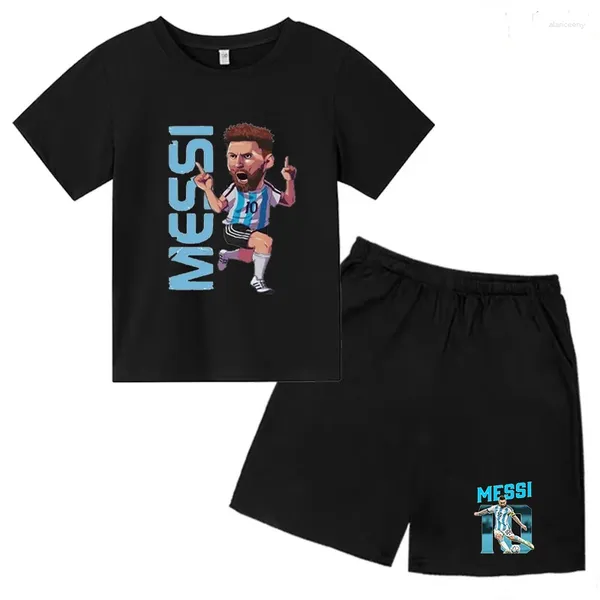 Set di abbigliamento T-shirt sportiva da calcio estiva NO.10 Stampato Celebrity Idol Fan Top Pantaloncini da spiaggia 2P Ragazzi / ragazze 3-13 anni Set casual appassionato