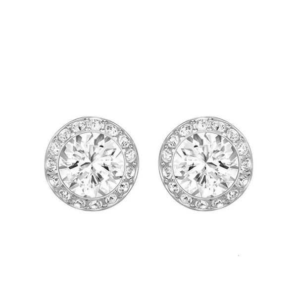 Luxus-Schmuck-Swarovski-Ohrring, einfache runde Ohrringe mit einem einzelnen Diamanten für Frauen, mit romantischen, frischen Swarovski-Kristall-Ohrringen