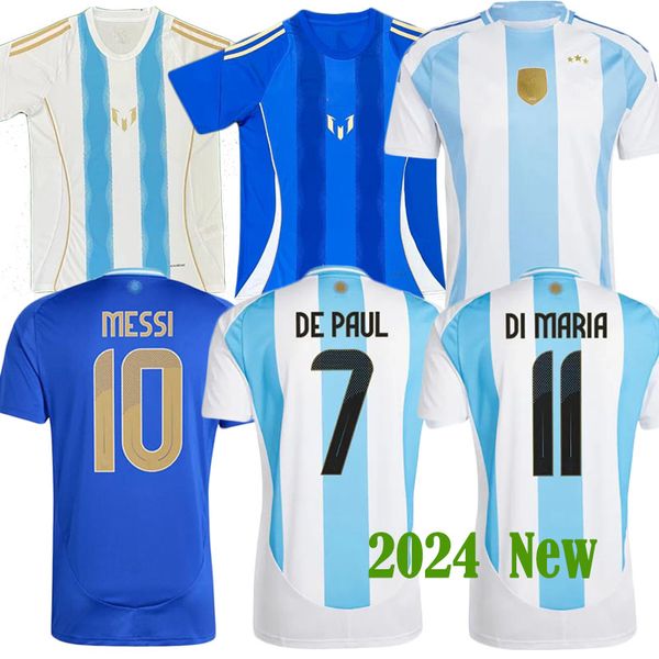 Nuova maglia da calcio Argentina 3 stelle Fans commemorativi Versione giocatore MESSIS DYBALA DI MARIA MARTINEZ DE PAUL MARADONA 2024 Copa America Cup Camisetas