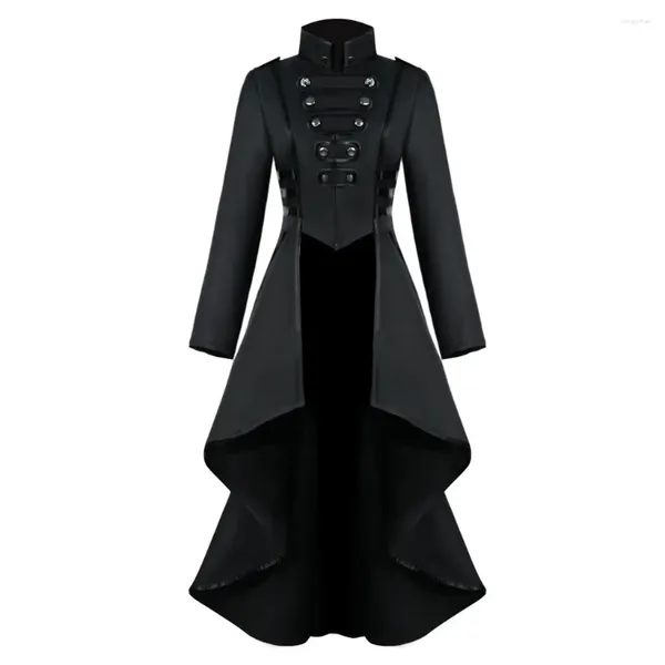 Trench da donna Cappotto vinatge da donna Gonna irregolare Orlo Cappotto medievale Steam Punk Giacca a vento gotica Mantello da strada Giacca lunga