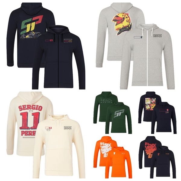 F1-Rennmodell-Bekleidungsteam 2024 Fahrer Langarm-Kapuzenpullover-Reißverschluss-Fanshirt