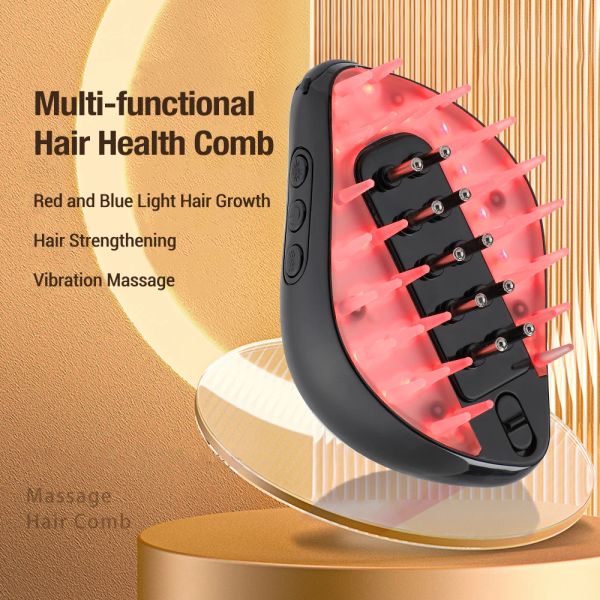 Tratamentos massageador elétrico do couro cabeludo para o crescimento do cabelo pente aplicador de óleo essencial 650nm terapia de luz vermelha ems microcorrente cabeça massagem spa