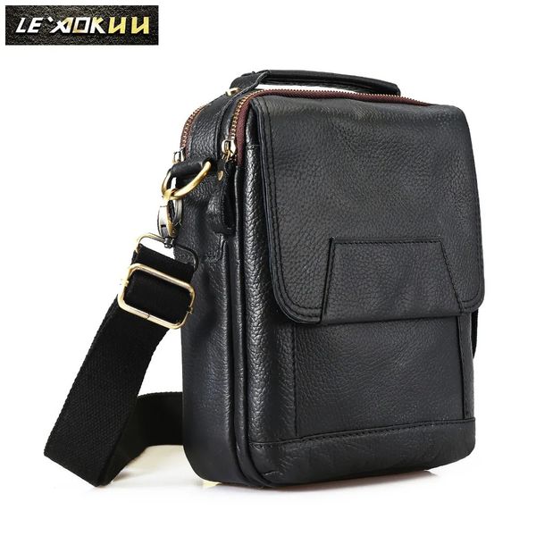 Couro de couro original Male Casual School Messenger Mensageiro de Crossbody Bag Fashion College Tote Tote Mochila Satchel 150B 240307