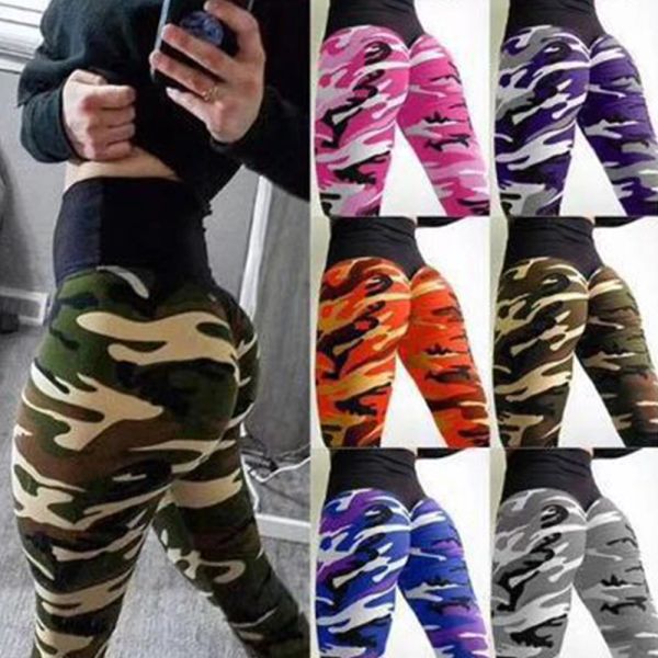 Completo classico legging mimetico stampa verde militare pantaloni da yoga a vita alta Jegging sportivo per pantaloni da allenamento per sollevamento dell'anca da donna