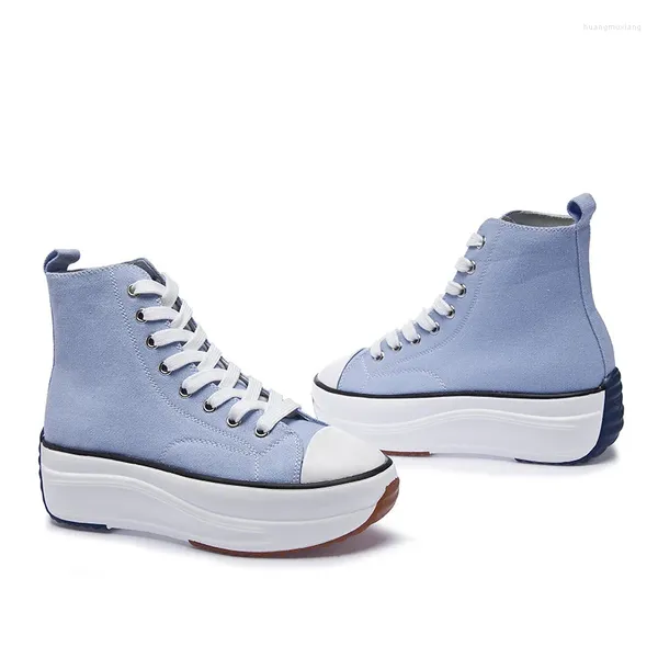 Casual Schuhe 2024 Frauen Frühling Herbst Spitze-up Plattform Mädchen Weiß Leinwand Mode High Top Plus Größe Für Frau