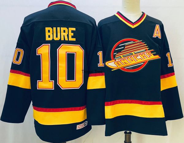 Pavel Bure Trikot 10 Vancouver Eishockey Trikot 16 Linden Trikot Retro Sport Pullover genähte Buchstaben Zahlen Schwarz S-XXXL