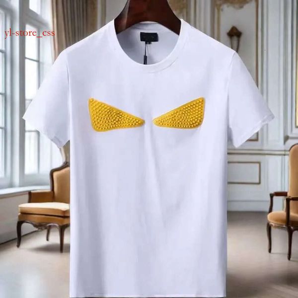 T-shirt da uomo di design francese di Parigi in puro cotone manica corta moda occhi gialli modello High Street Ladies slim-fit bellissima maglietta di alta qualità 4682