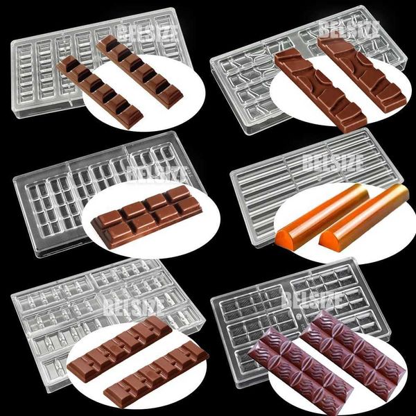 Moldes de cozimento tira longa molde de chocolate plástico policarbonato chcolate barra molde doces moldes bolo decoração confeitaria pan l240319