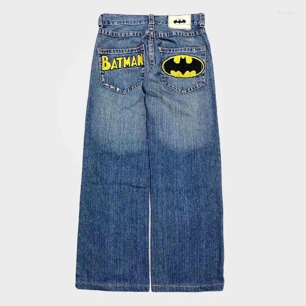 Kadınlar Kot Gotik Punk Kişiselleştirilmiş Mektup Grafik Baskı Tasarımı Kadınlar İçin Yüksek Bel Y2K Baggy Moda Günlük Düz Pantolon Vintage