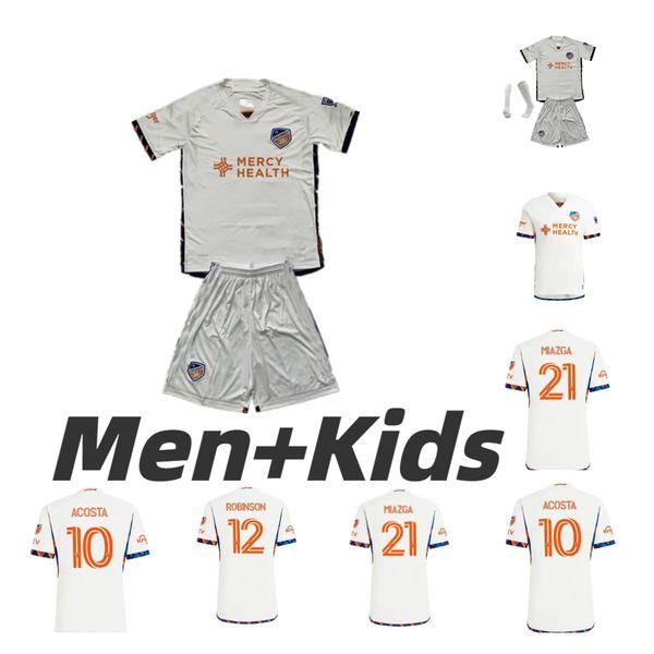 2024 2025 Cincinnati FC Futebol Jerseys BOUPENDZA Homens Crianças Home 24 25 ACOSTA Camisa de Futebol Fora Branco ROBINSON MIAZGA Maillots de Foot BARREAL Goleiro Uniforme Top